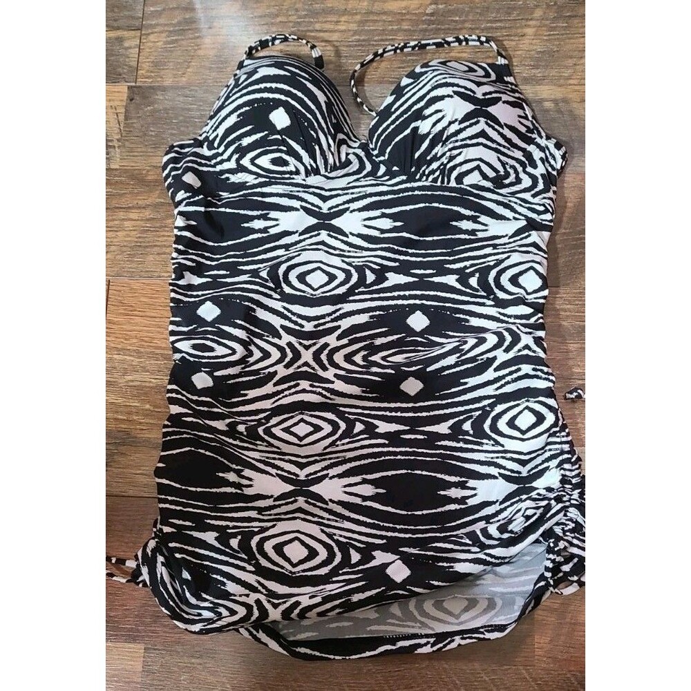 Women's Assests Tankini Push Up Tankini Zebra Print Design - Black & White M